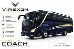 Luxury Low Poly Coach Bus 3D Model 04 Low-poly 3D model