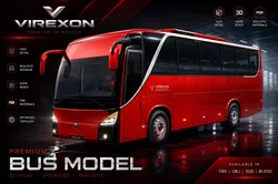 Luxury Low Poly Coach Bus 3D Model Low-poly 3D model