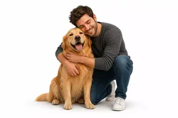 Man Petting Dog Friendly Lifestyle Scene 3D model