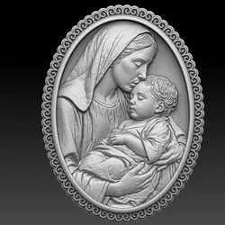 Mary with Baby Jesus Pendant 3D print model