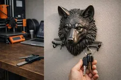 PBR Decorative Functional Wolf Head Wall Hook  3D print model