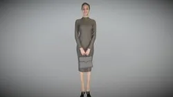 Slim beautiful woman in black dress with bag 239