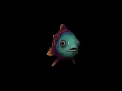Stylized Ancient Ornamental Fish Animal Game Ready - AI Low-poly 3D model