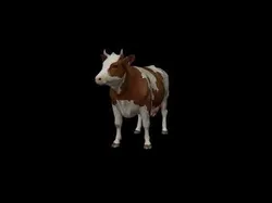 Stylized Brown White Cow Animal Game Ready - AI Low-poly 3D model