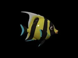 Stylized Moorish Idol Fish Animal Game Ready - AI Low-poly 3D model