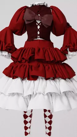 Gothic Lolita Ruffle Dress 3D Model 3D model