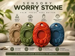 Lotus Sensory Worry Stone Keychain (No Support) - Free 3D Print Model