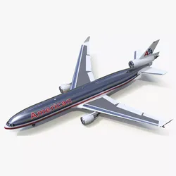 American Airlines MD-11 Luxury Liner Aircraft Rigged for Maya 3D model