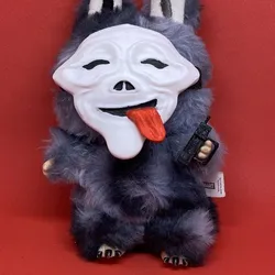 Scary Movie Ghostface Mask – Tongue-Out Stoned Version for Labubu Plush