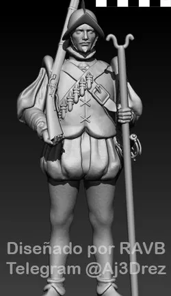SPANISH TERCIO SOLDIER WITH ARQUEBUS ON HIS SHOULDER