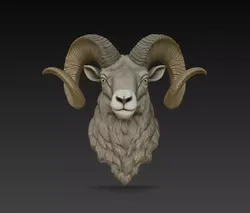 Stonecurl Mountain Ram Horn Trophy Bust STL Print Model 3D print model