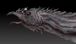 Aquatic Monster or Alien sculpt Low-poly 3D model