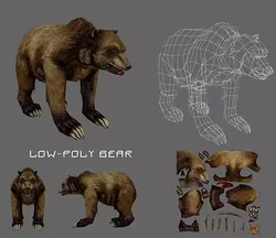 Bear low poly in poses Low-poly 3D model
