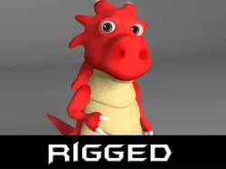 Cartoon red dragon Low-poly 3D model