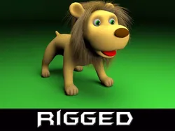 Cartoon rigged Lion Low-poly 3D model