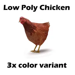 Chicken low poly rooster Low-poly 3D model