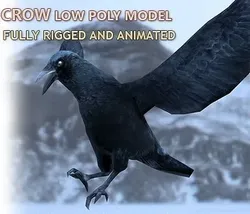 Crow Rigged and Animated Low-poly 3D model