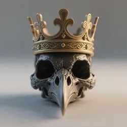 Crown Raven Skull Fantasy Model