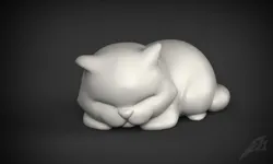 Cute Sleepy Cat for 3D Print STL  3D print model