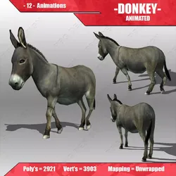 Donkey Animated Low-poly 3D model