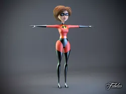Elastigirl animated woman in incredibles costume 3D model