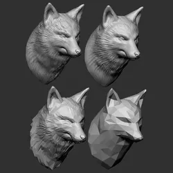 Fox Bust - 4 Types STL 3D print model