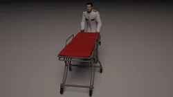 Hospital orderly pushing stretcher 3D model