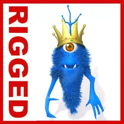 Monster King Rigged Cartoon  Low-poly 3D model