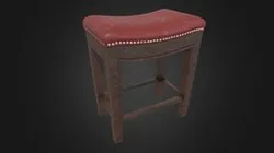 Red Leather Stool