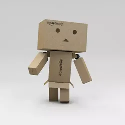 Rigged Danbo Amazon Cardboard Character with Controllers Low-poly 3D model