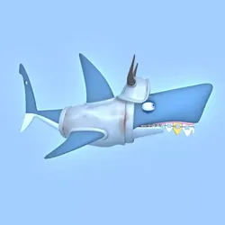 Shark cartoon Low-poly 3D model