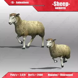 Sheep Animated Low-poly 3D model
