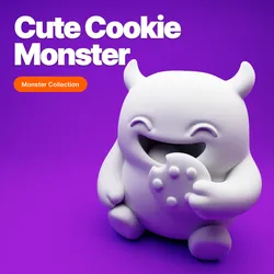 Stylized Cookie Monster – 3D Printable Sitting Character