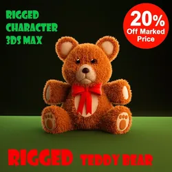 Teddy Bear cartoon rigged Low-poly 3D model
