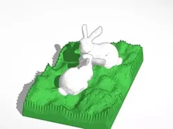 two bunnies looking at each other 3D print model