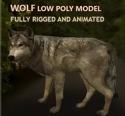Wolf Rigged and Animated Low-poly 3D model