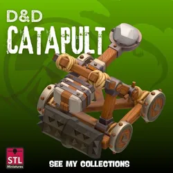 Cartoon Siege Catapult STL – Fantasy RPG War Machine – Stylized 3D Printable Model
