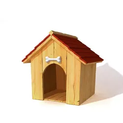 Doghouse wooden dog house with roof 3D model