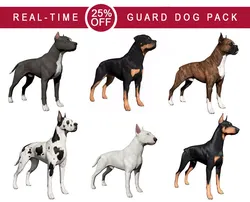 Guard Dog Pack Low-poly 3D model