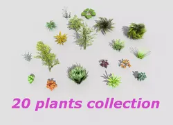 low poly foliage pack Low-poly 3D model