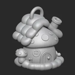 Mushroom House Keychain