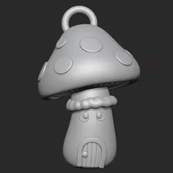 Mushroom House Keychain