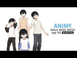 Anime Male Base Mesh Age Kit Low-poly 3D model