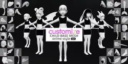 Customize Child Base Mesh-Anime Style Low-poly 3D model