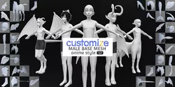 Customize Male Base Mesh-Anime Style Low-poly 3D model