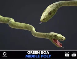 Green Boa Low-poly 3D model