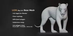 Lion Big Cat Base Mesh Low-poly 3D model