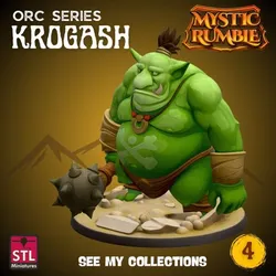 Mystic Rumble – Orc IV STL File – Heavy Orc with Spiked Mace – Fantasy Fat Orc Miniature for 3D Printing with Base
