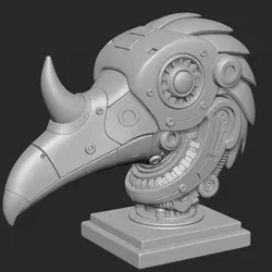 Sculpture of the head of a mechanical bird