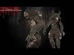 Wendigo werewolf in woods Low-poly 3D model